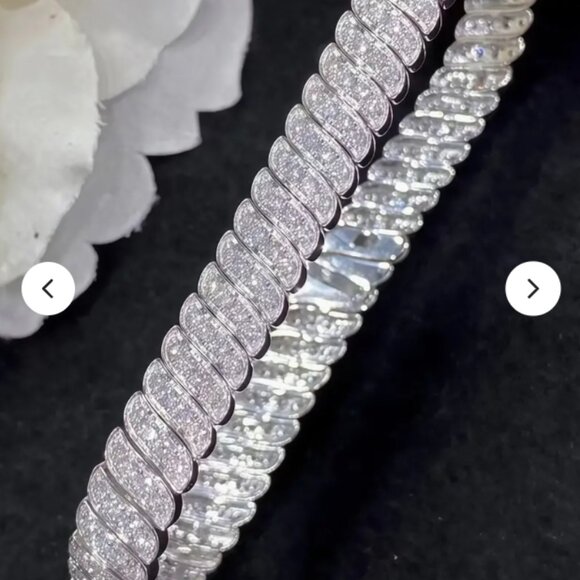 21.0g Full Moissanite Snake Shaped Bracelet Round Cut, 925 Sterling silver NEW - Picture 4 of 10